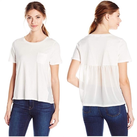 French Connection White Hopper Short Sleeve Sheer Back Modal Top Size XS - Picture 8 of 8